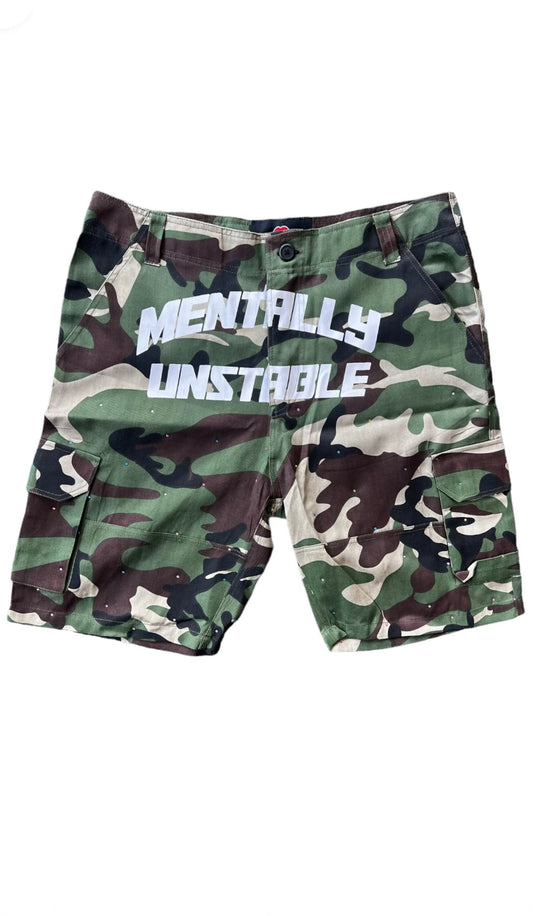 MENTALLY UNSTABLE RHINESTONE CAMO SHORTS